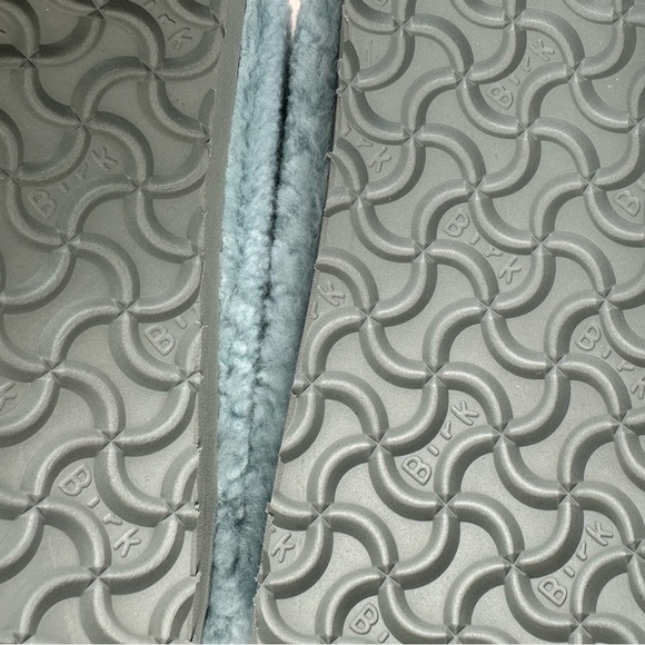 NWT Birkenstock Papillio Arizona Big Buckle Shearling fuzzy sandal blue 38/7 - Picture 10 of 16